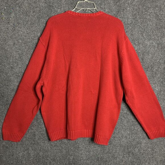 Chaps RL Crewneck Pullover Sweater Red Men Size XL 100% Cotton Crest Logo - Picture 8 of 12